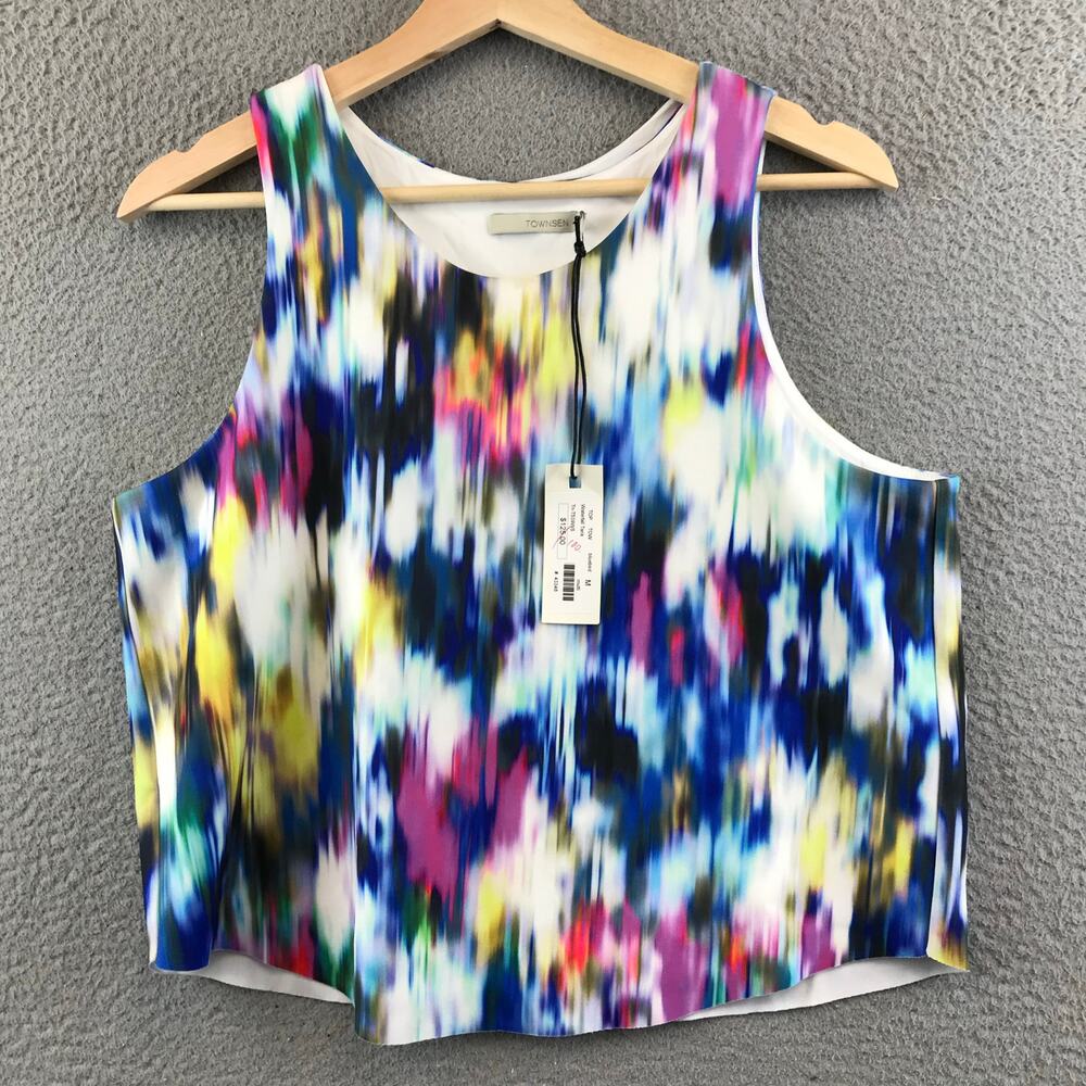 New $125 Abstract Multicolored Print Waterfall Tank size M